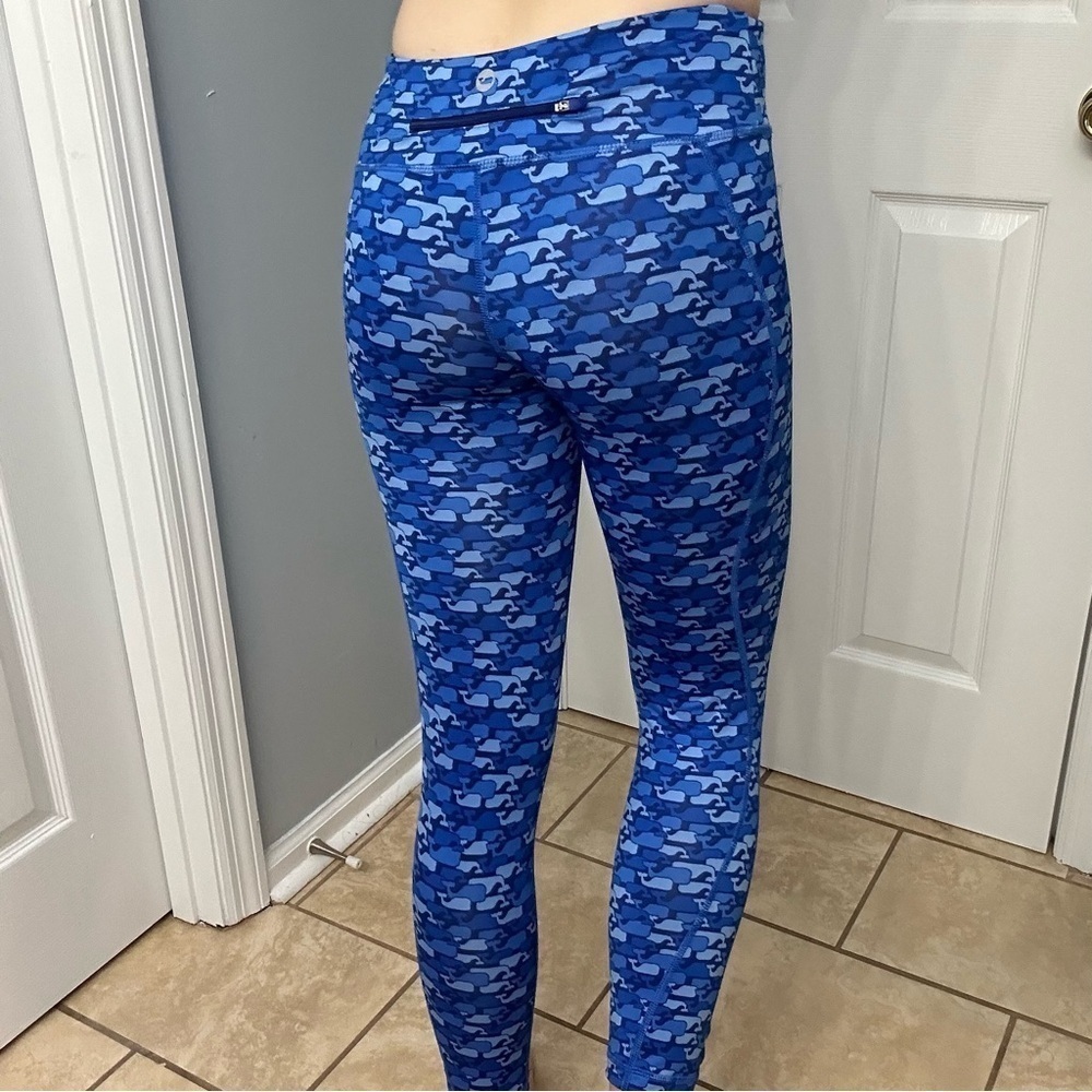 Vineyard Vines Leggings Pants Blue Whale Preppy Cropped 7/8 Gym Size Small New
